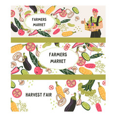 Seasonal Farmers Market And Harvest Fair Banners