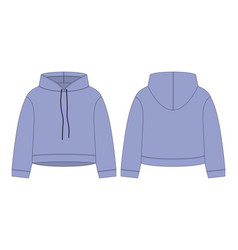 Women Crop Hoodie Technical Sketch Cool Blue