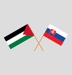 Crossed Flags Of Palestine And Slovakia