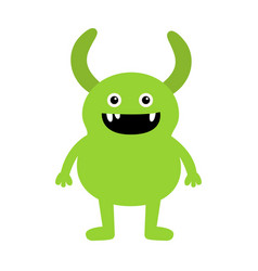 Cute Monster Happy Halloween Smiling Head Face