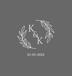 Initial Letter Kk Monogram Wedding Logo With