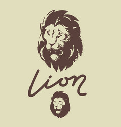 Lion Head Logo Dots Engraving Template Icon