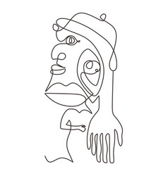 Picasso One Line Drawing Style Abstract Face