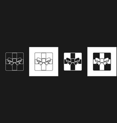 Set Gift Box Icon Isolated On Black And White