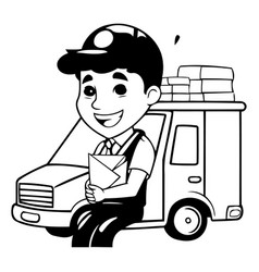 Delivery Man With Box And Truck Service