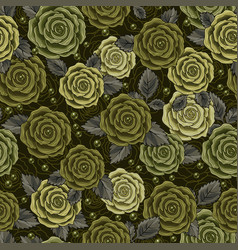 Green Khaki Camouflage Pattern With Roses Beads