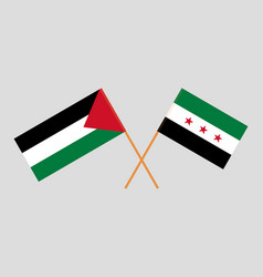 Crossed Flags Of Palestine And Interim Government