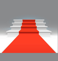 Red Carpet On White Walking Stairs Success