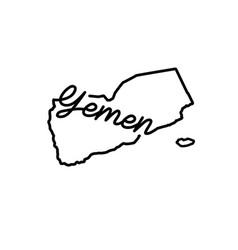 Yemen Outline Map With The Handwritten Country