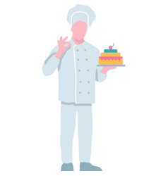 Baker Chef With Cake Gesturing Ok Icon