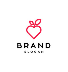 Heart Fruit Logo Icon Line Love Symbol With Leaf