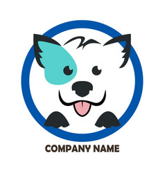 Happy Dog Logo With Blue Accent On Right Eye