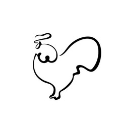 Rooster In Line Art Style