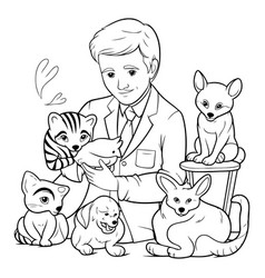 A Man In Business Suit With Set Of Pets