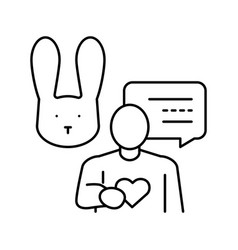 Human Talking About Rabbit With Love Line Icon