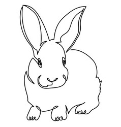 One Line Art Bunny Rabbit With Big Ears Symbol