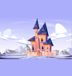 Winter Fantasy Castle In Kingdom With Snow Cartoon