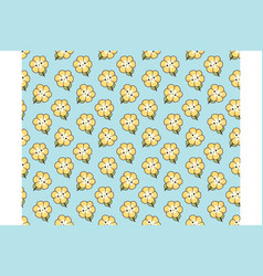 Yellow Flowers On A Blue Background Pattern