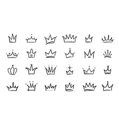 Doodle Crown Hand Drawn Set Princess Crown