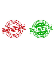 World Theater Day Round Badges With Corroded