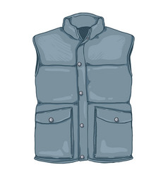 Cartoon Down Vest Blue Waistcoat