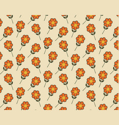 Orange Flowers On Beige Background Pattern