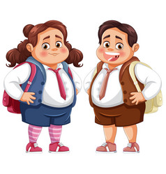 Two Cheerful Children With Backpacks Smiling