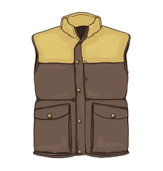 Cartoon Down Vest Brown Waistcoat