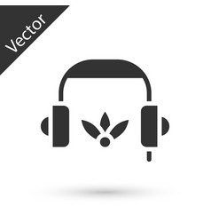 Grey Headphones For Meditation Icon Isolated