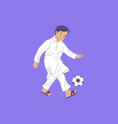 Arabic Muslim Kid Boy Playing Football Flat