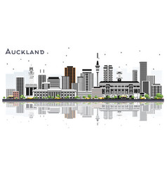 Auckland New Zealand City Skyline With Gray