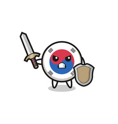 Cute South Korea Flag Soldier Fighting With Sword