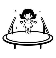 Cute Little Girl Jumping On Trampoline