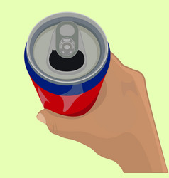 Hand Holding A Metallic Can With A Drink