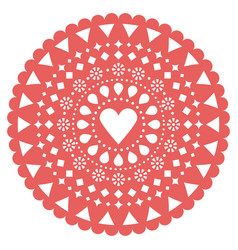 Love Valentines Day Paper Cutout Round Mandala