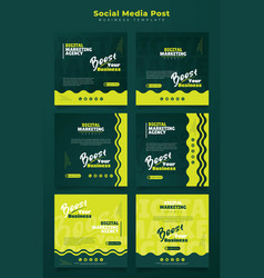 Social Media Post Template Design In Dark Green