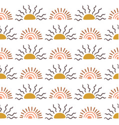 Boho Hand Drawn Sun Sets Seamless Pattern