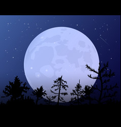 Big moon on night sky background Royalty Free Vector Image