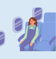 Woman Flies On Plane Concept