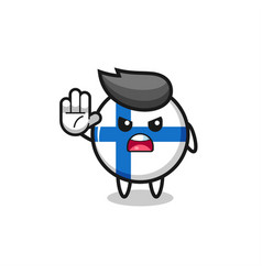 Finland Flag Character Doing Stop Gesture