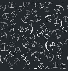 Grey Anchor Icon Isolated Seamless Pattern On