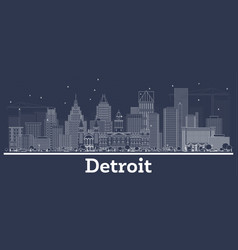 Outline Detroit Michigan City Skyline With White