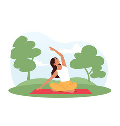 Yoga On Nature Outdoor Relaxation Woman Sit