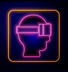 Glowing Neon Virtual Reality Glasses Icon Isolated