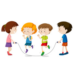 Happy Children Playing Jumprope