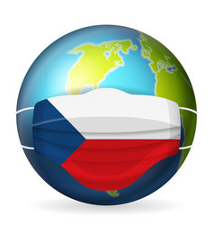 World Globe With Medical Mask Czech Republic Flag