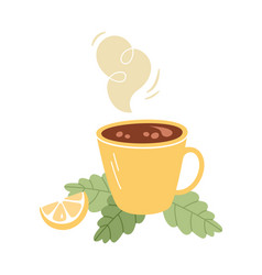 Cup With Lemon And Leaves