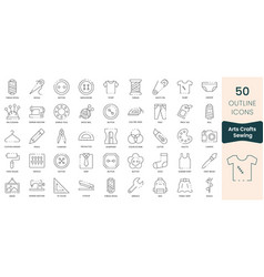 Set Of Arts Crafts Sewing Icons Thin Outline