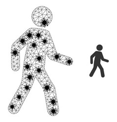 Carcass Mesh Pedestrian Man Icons With Covid