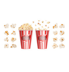 Realistic Popcorn Cinema Snack Red Stripes Bowl